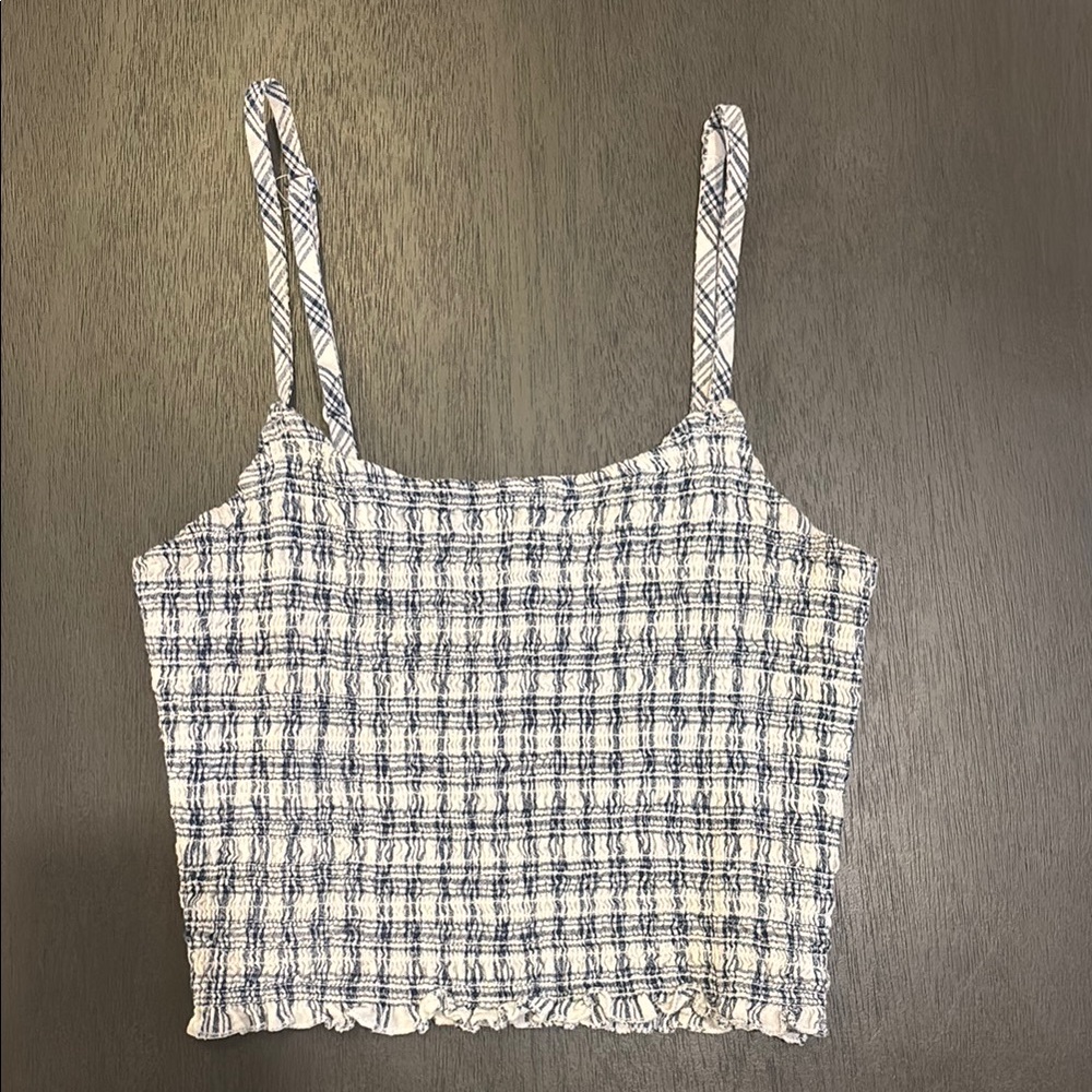 Brandy Melville Plaid Blue and White Women's Crop Top